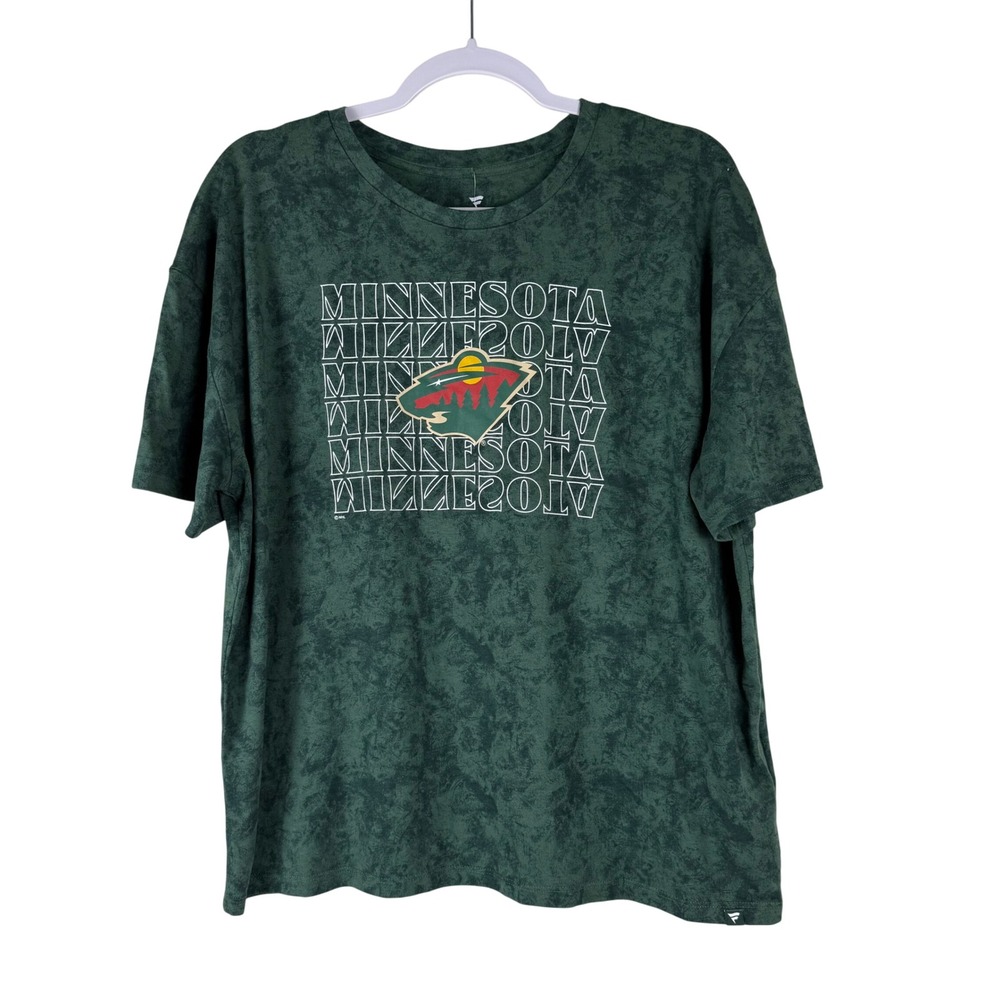 NWT‎ Fanatics Minnesota Wild Faded Wash Tie Dye T Shirt XL Green NHL Hockey